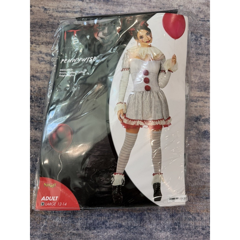 IT Pennywise The Clown Adult Spirit Halloween Costume Women's Size L 12/14